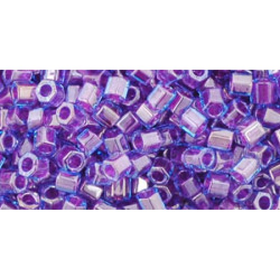 ToHo Hexagon 8/0 (121) 10 gram Inside Color Aqua Purple Lined 252