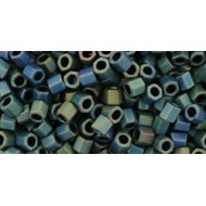 ToHo Hexagon 8/0 (138) 10 gram Frosted Metallic Iris Green Brown 84F