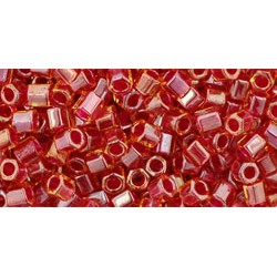 ToHo Hexagon 8/0 (154) 10 gram Inside Color Light Topaz Pomegranate Lined 365