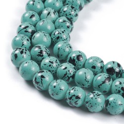 Glaskraal rond Spaylook 8mm (17) snoer turquoise no 32